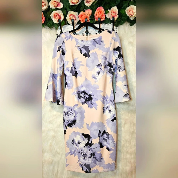 Calvin Klein Watercolor Floral Sheath Dress (NWOT) - Picture 1 of 8